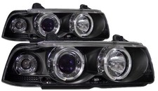 2 FEUX PHARE AVANT ANGEL EYES MONOBLOC BMW SERIE 3 E36 NOIR BERLINE