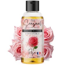 Huile de Massage Comestible Érotique Rose - Huile Massage Sensuel pour Couple...