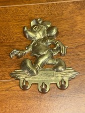 Vintage Mickey Mouse Walt Disney Productions Brass Wall Key Hook Hanger