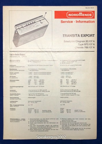 Nordmende service information - nordmende,