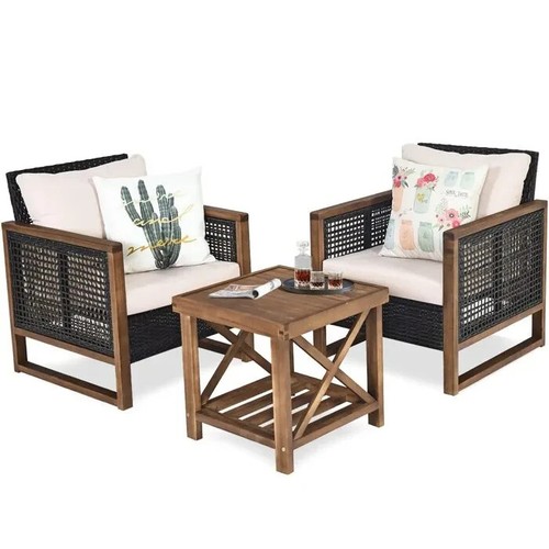 Salon jardin rotin marron - de,