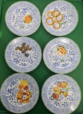 Canape Plates boxed set of 6 - Isabelle de Borchgrave design for Marshall Fields