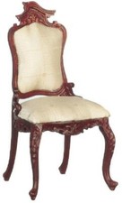 Poupées Maison Victorien Crème Chaise Latérale JBM Acajou Salle Meubles Pièce 1