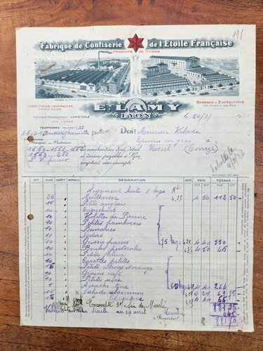 Facture 1923 fabrique de - facture,