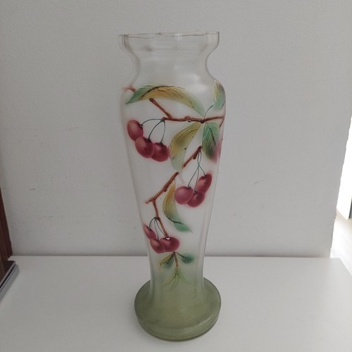 Vase verre émaillé cerises - vase,