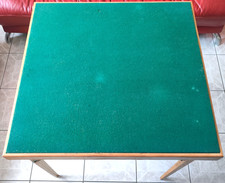 VINTAGE ANCIENNE TABLE PLIANTE de BRIDGE, POCKER, JEU de CARTES BOIS et FEUTRINE