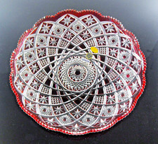 ANTIQUE XXL DOUBLE COLOR BOHEMIAN MOSER CRYSTAL CENTERPIECE CUT SIGN 37CM