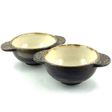 2 Antique Ceramic HB QUIMPER Earthenware Brittany odetta/henriot EAR BOWLS...