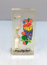 Vint Clear Lucite Acrylic Parrot Sand Egg Timer Water Slide World Lake George