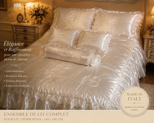 Ensemble couvre lit satin - couvre-lit,