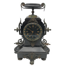 Garniture de cheminé PENDULE Marbre noir Horloge Napoléon III