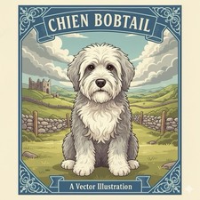 Affiche poster chien bobtail - affiche,