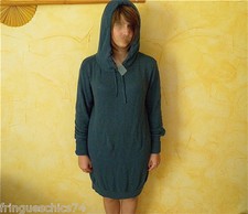 pull tunique à capuche bleu petrole KANABEACH bat T 38 NEUF ETIQUETTE valeur 79€
