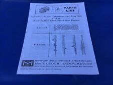 1963 MCCULLOCH GO KART SAW PISTON CYLINDER PARTS MANUAL WITH CROSS REFERENCE