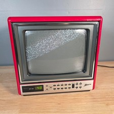 Vintage 1980s Zenith D0920D 9" Portable Red Retro Cube CRT TV - Tested / Working