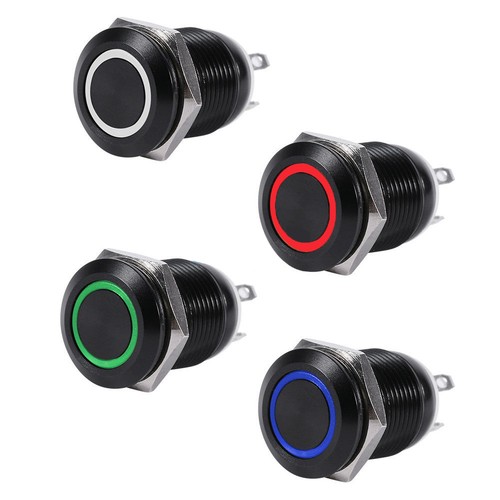 12v led 16mm noir - led,