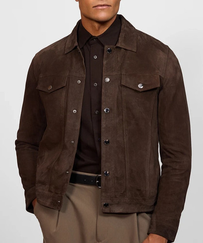 Veste boutonnée homme cuir - boutonnée,