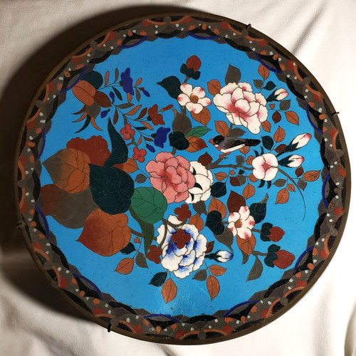 Plat xixème email cloisonné - plat,