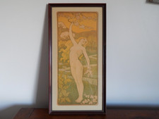 OLD ENGRAVING Art Nouveau naked woman signed PAUL BERTHON