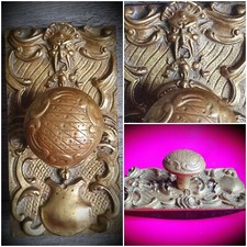 19th Century Antique Bronze Blotting Stamp Wildlife Head Decor 