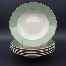VILLEROY BOCH 6 HOLLOW PLATES EARTHENWARE METTLACH RHÔNE Ivory Green Gold No. 1