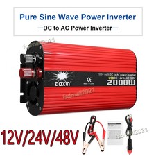 Car Power Inverter 2000W DC 12/24/48V to AC 110V Sine Wave Solar Grid Converter
