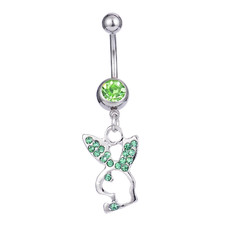 Bijoux Corps Nombril Piercing Lapin Diamant Vert + Argent Vert Playboy REF 11