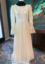 New Miss Rosier Thibaulte pleated Lace Tulle Floral Midi Dress Small wedding 