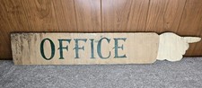 Antique Primitive Wooden Directional Sign w/ Hand Pointing Office Aged Weathered