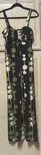 Jonathan Martin Maxi Dress Sz 10 Sleeveless Black Beige Green Mod 70s