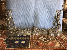 Antique Silver Finish French Chenets 