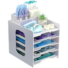 5 Niveaux Bac à Courrier Empilable, Corbeille à Courrier, A4 Organisateur de ...