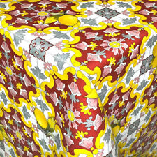 Nappe en Toile Cirée Mosaïque Carrelage Rouge Jaune 06213-01 Carré Rond Oval