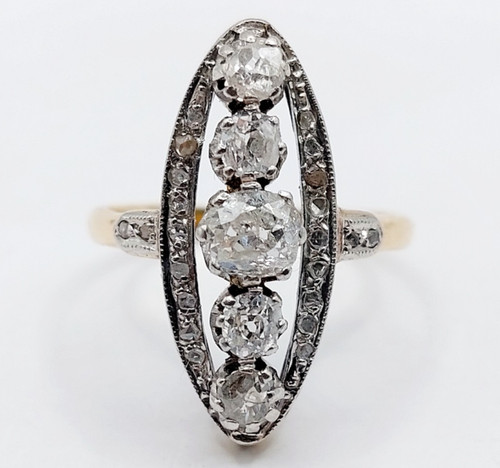Bague marquise antique - or, 18k