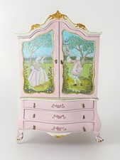 Miniature Dollhouse 1:12 Hand Painted Armoire Dresser Wardrobe Dollhouse Cabinet