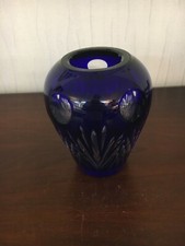 1 Blue Crystal Blue Lined Blue Vase