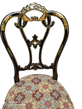 Véritable Chaise bois doré époque Napoléon 3 III incrustation nacre réhaussé Or
