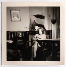 Elegant Woman Office Interior Design Lamp - Old Photo Snapshot c. 1955