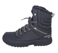 Quechua Men's Waterproof Hiking Boots Size 10.5 Black Nylon Insulated SH-100