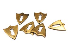 H 40X33mm set 6 lock inputs brass patch, furniture, wardrobe, chest of drawers, vintage