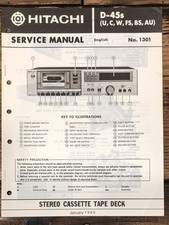 Hitachi D-45 S D-45S Cassette Service Manual *Original*