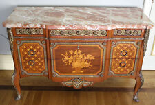 MAGNIFICENT 19C FRENCH MARQUETRY INLAID MARBLE TOP COMMODE