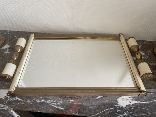 Plateau miroir métal doré - miroir, en