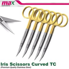 NEW GERMAN TC Iris Scissors 4.5" Curved Surgical Dental Surgery Instruments 5Pcs