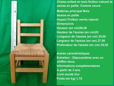 Chaise enfant en bois finition
