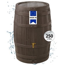 4rain Tonneau Récupérateur d'Eau VINO 250L Brun Foncé avec Robinet et Couvercle