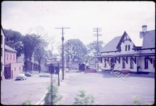 B&A Railroad Westfield Massachusetts Station Cars 35mm Slide 1960s Kodachrome