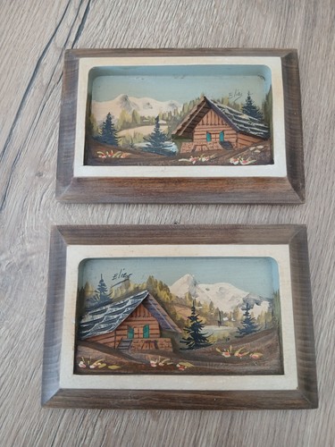 Tableau bois sculpte chalet - tableau,