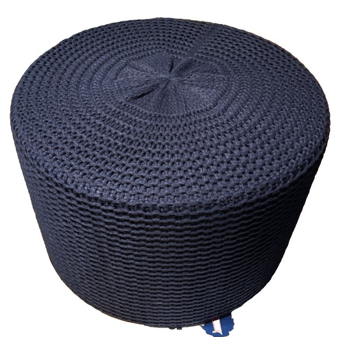 Hand knitted cable pouf - knitted,