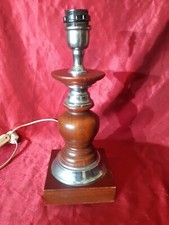 PIED DE LAMPE VINTAGE DESIGN METAL CHROMÉ ET BOIS